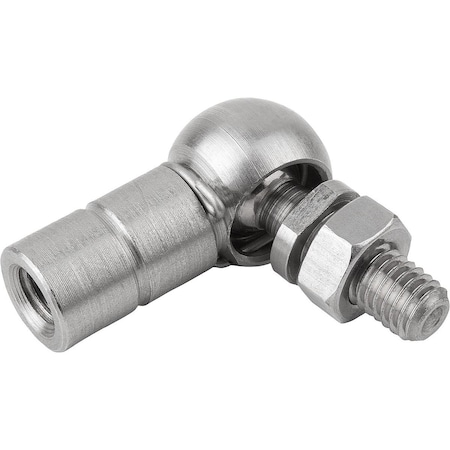 Kipp Angle Joint DIN71802 Left-Hand Thread, M10, Form:Cs W Retaining Clip, Stainless Steel 1.4305 Bright K0734.161021